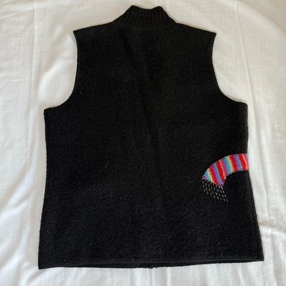Coldwater Creek Size Medium Wool Vest Sleeveless Winter Cat Mock Neck Zip Front - Picture 7 of 7